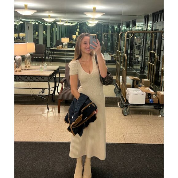 FREE PEOPLE Madsen Midi Dress in Oatmilk Size Large - Picture 12 of 13